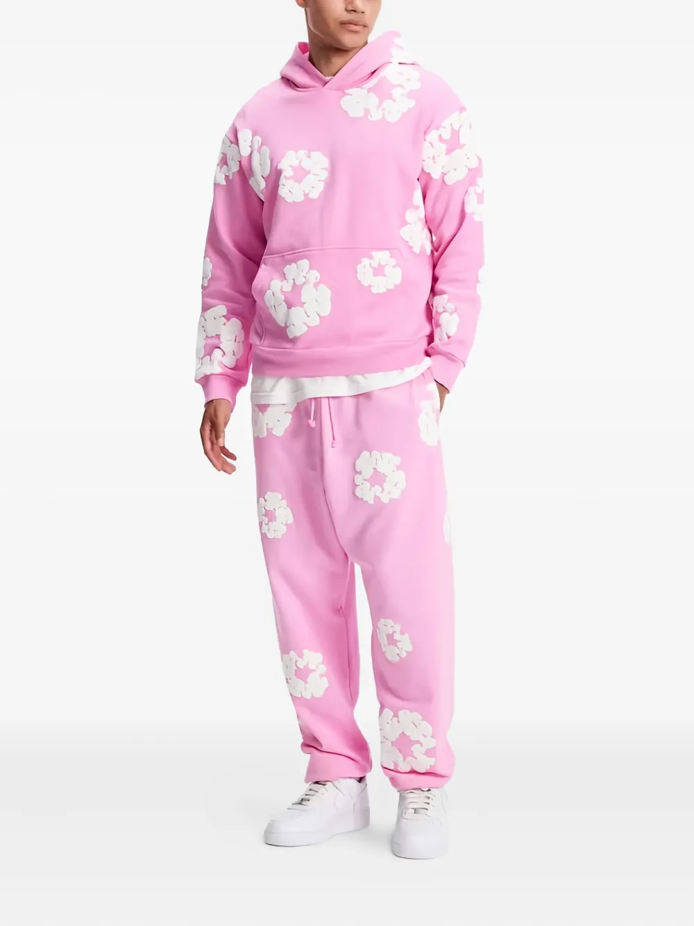 Denim Tears Katoenen hoodie met kransdetails Roze