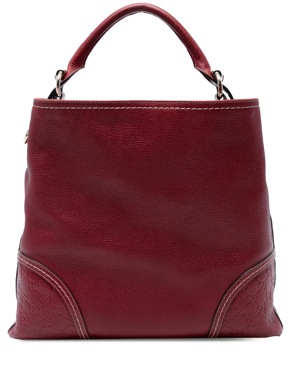 Pre-owned Gucci 2016-2025 Large Ssima Trimmed Leather Signoria Hobo Bag In Red