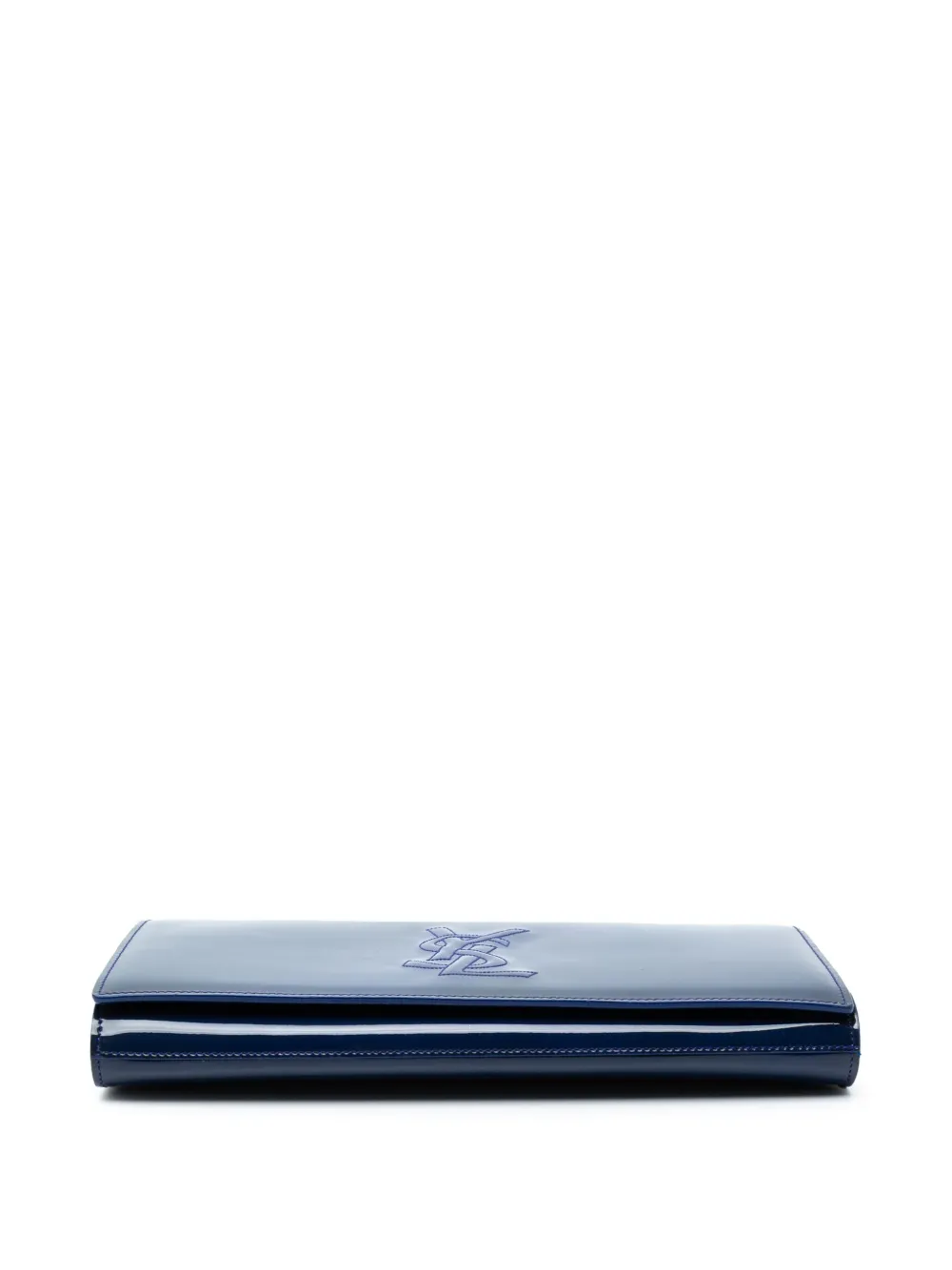 Pre-owned Saint Laurent 2000-2012 Large Patent Belle De Jour Clutch Bag In Blue