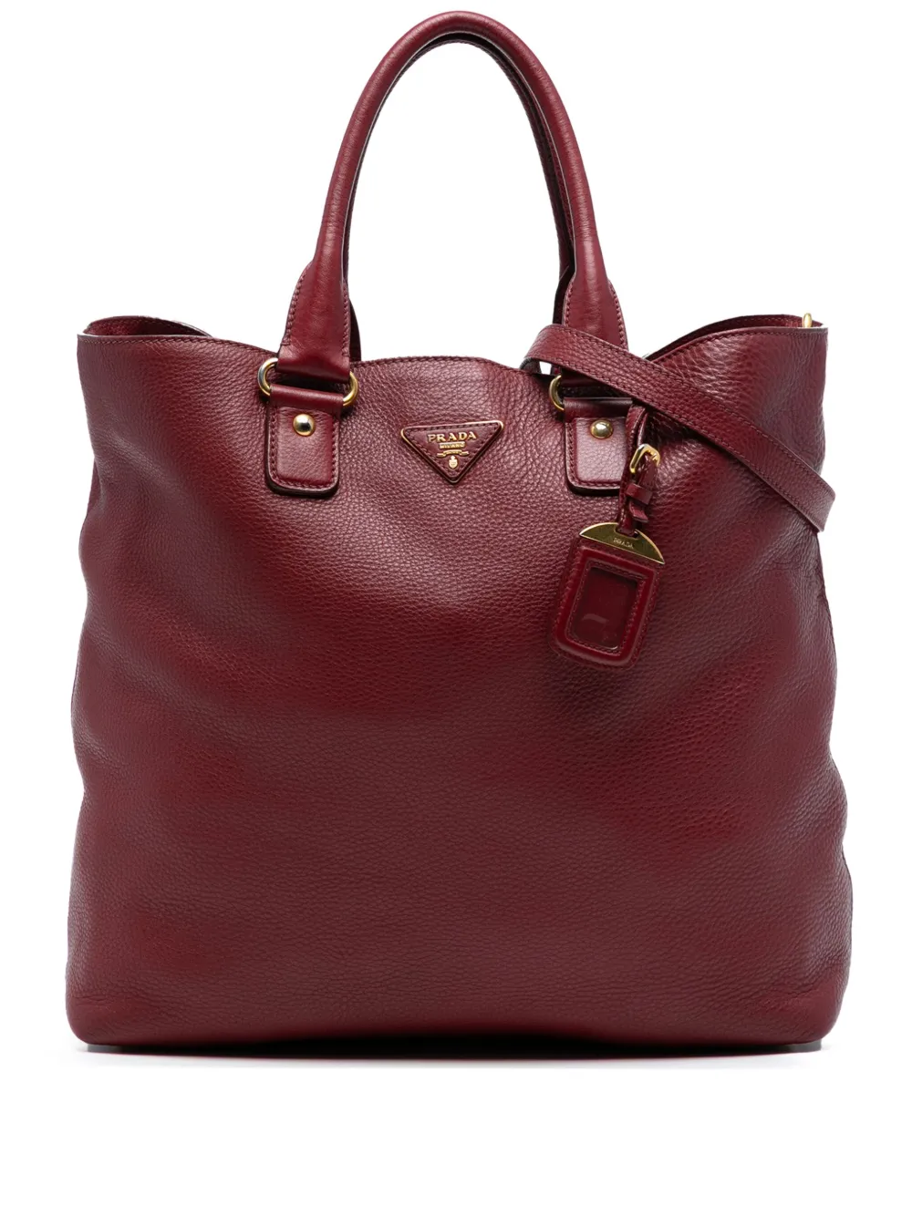 Prada Pre-Owned 2000-2025 Vitello Daino Open Convertible Tote satchel | Red | Image 1