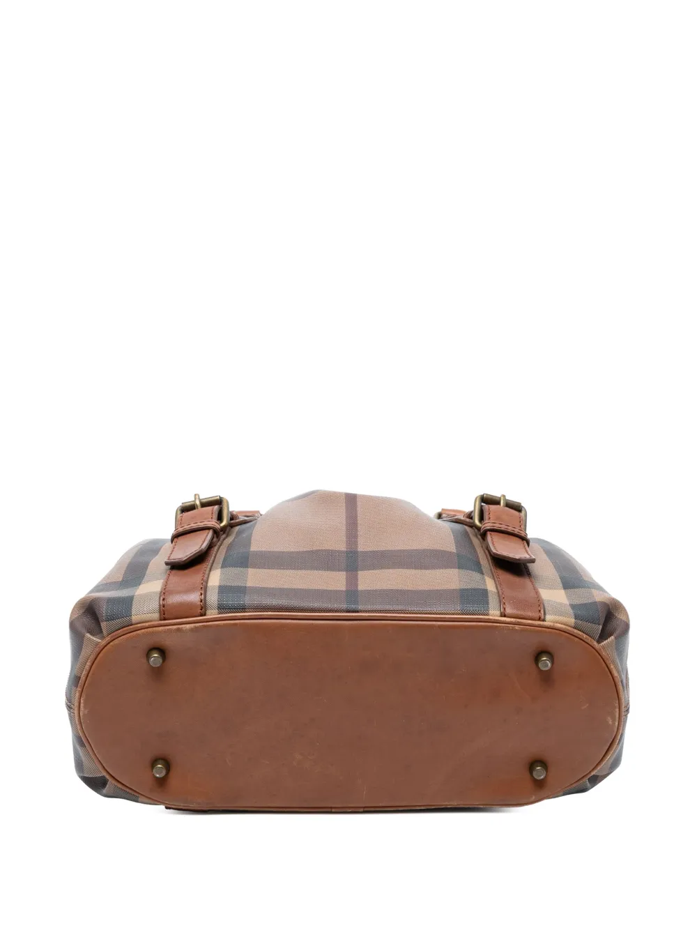 Pre-owned Burberry 2000-2017 Smoke Check Coated Canvas Northfield Satchel In Brown