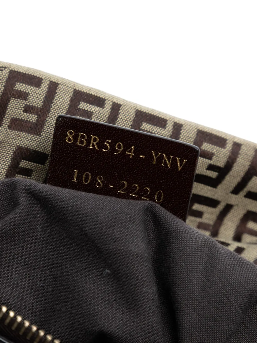 Pre-owned Fendi 2010-2025 Zucchino Canvas Chain Pochette Shoulder Bag In Brown