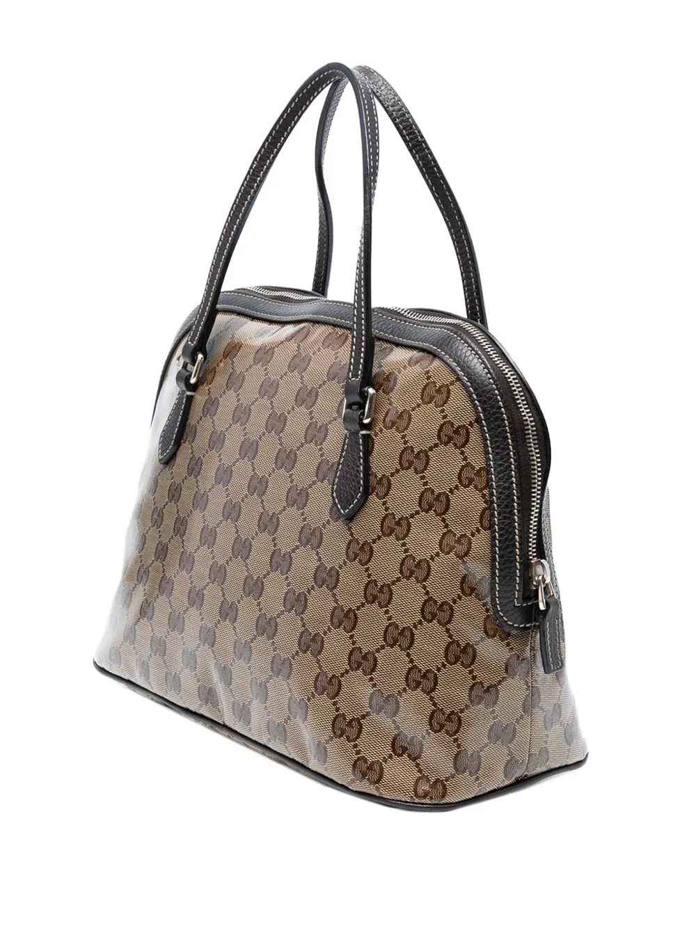 Pre-owned Gucci 2016-2025 Medium Gg Crystal Dome Satchel In Brown