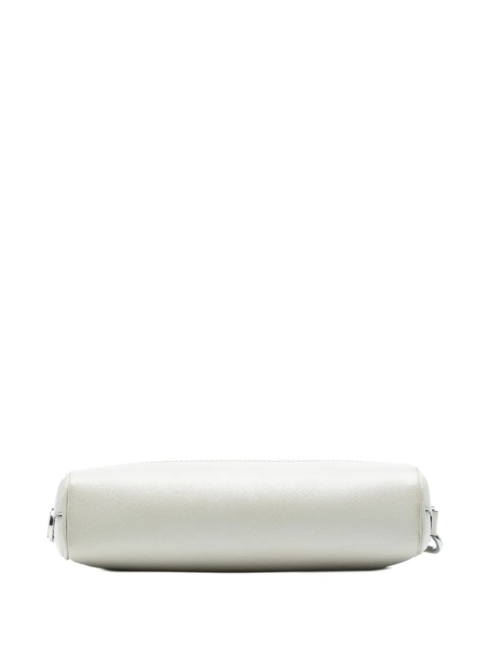 Pre-owned Prada 2013-2025 Saffiano Travel Triangle Wristlet Crossbody Bag In White