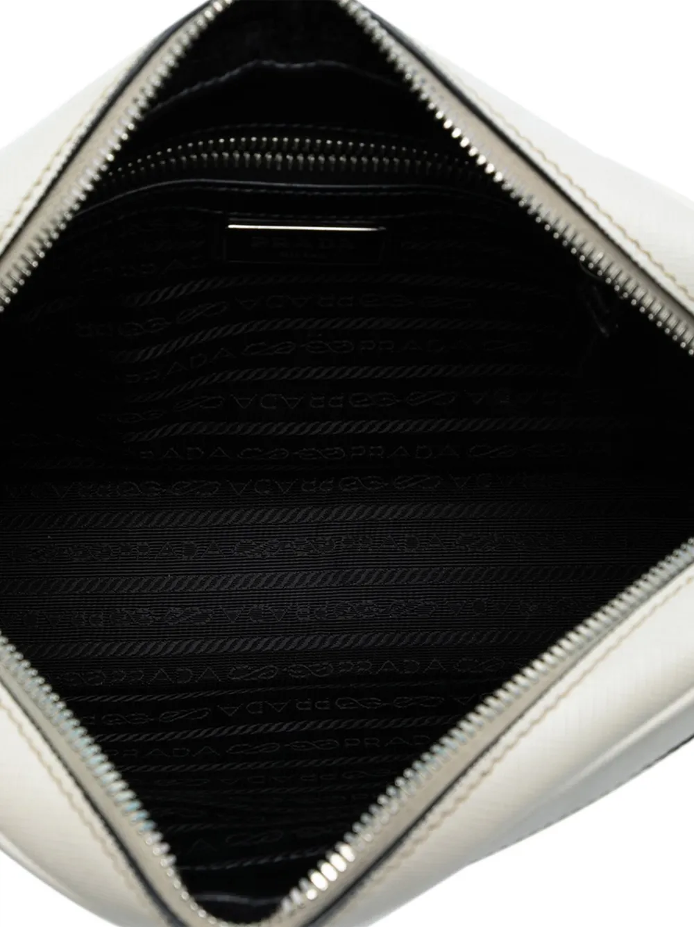 Pre-owned Prada 2013-2025 Saffiano Travel Triangle Wristlet Crossbody Bag In White