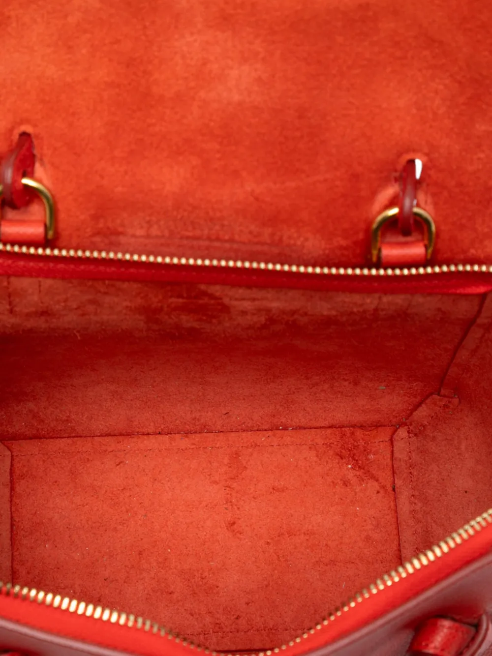 Pre-owned Celine 2018 Nano Grained Calfskin Belt Bag Satchel In Red