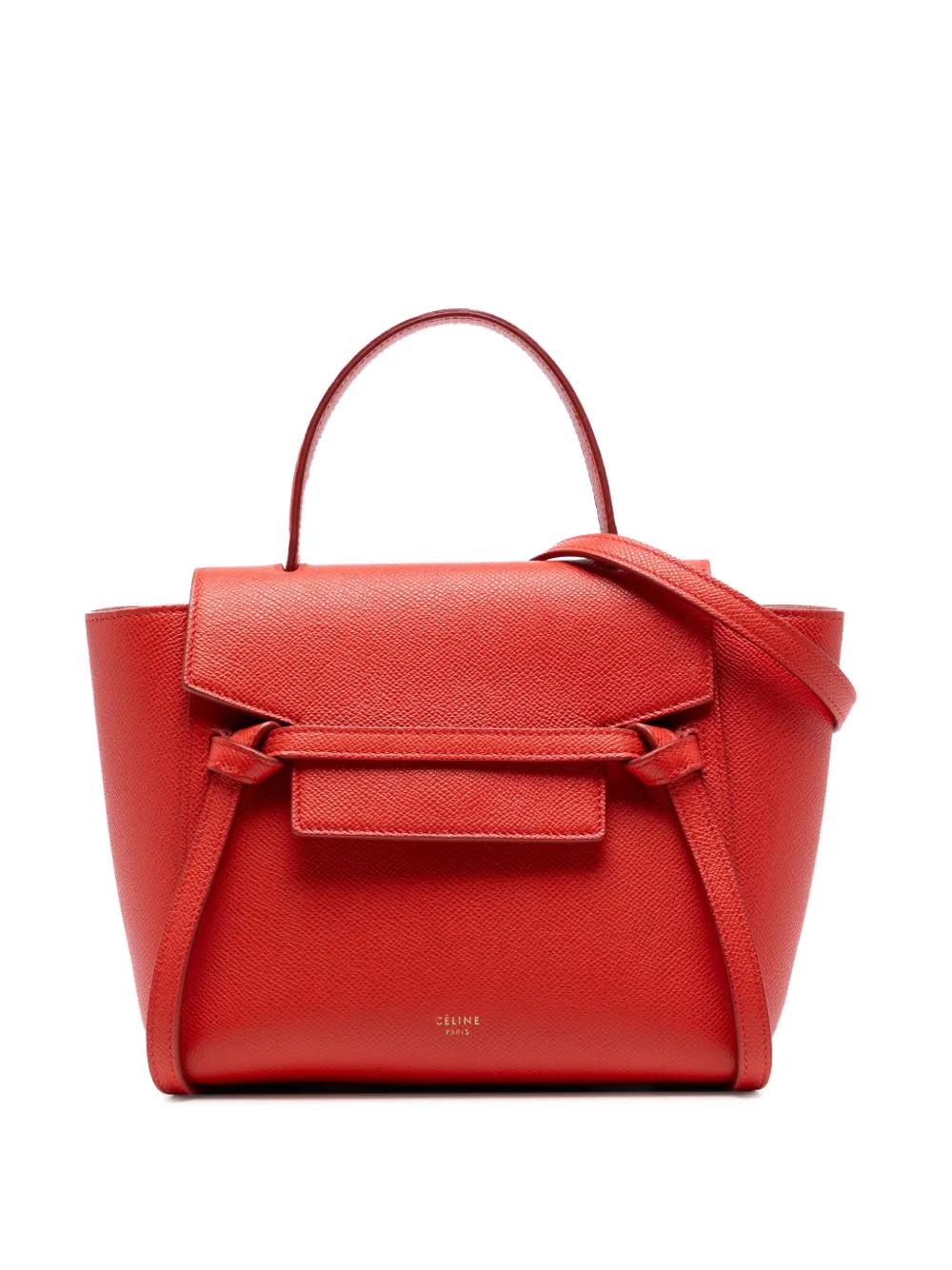 Pre-owned Celine 2018 Nano Grained Calfskin Belt Bag Satchel In Red