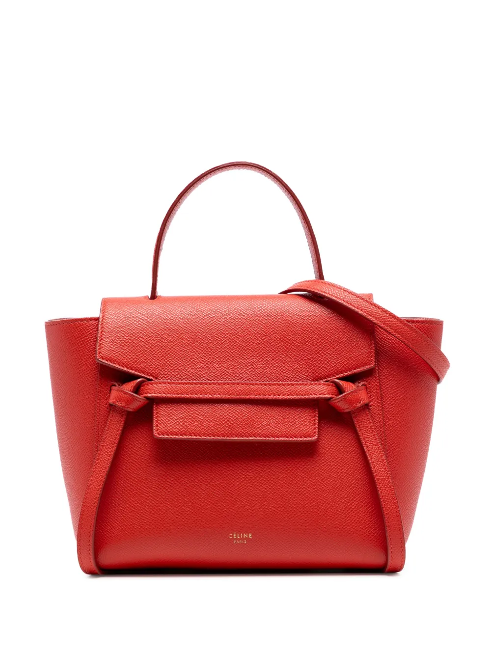 Celine Pre-Owned 2018 ナノ グレインカーフスキン ベルトバッグ サッチェル - レッド Celine Pre-Owned 2018 ナノ グレインカーフスキン ベルトバッグ サッチェル - レッド