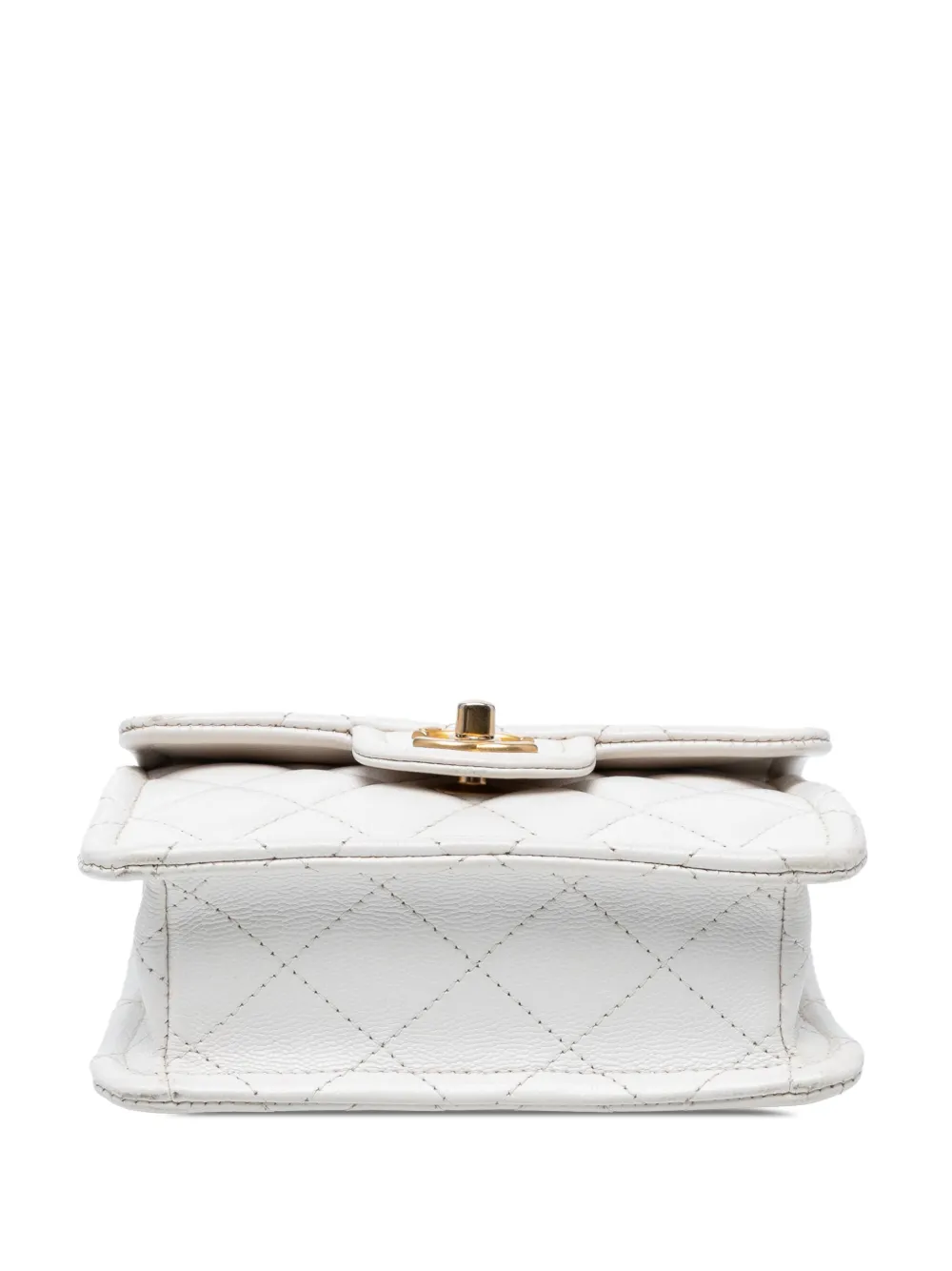 Pre-owned Chanel 2021 Mini Quilted Caviar Sweet Classic Flap Crossbody Bag In White