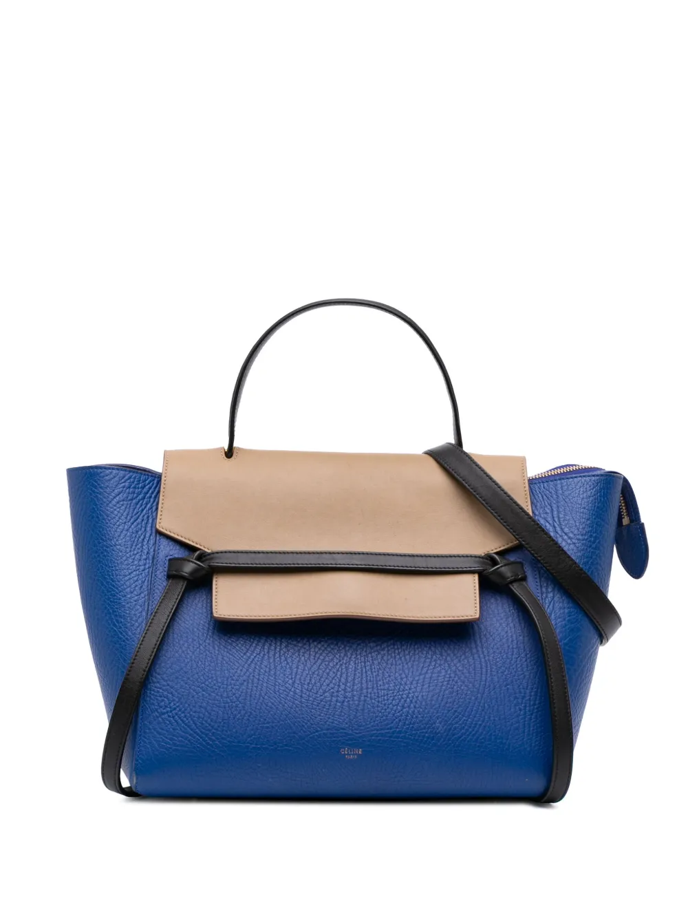 Celine Pre-Owned 2015 Mini Tricolor Grained Calfskin Belt Bag satchel Celine Pre-Owned 2015 Mini Tricolor Grained Calfskin Belt Bag satchel