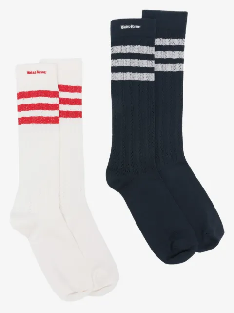 adidas x Wales Bonner striped logo socks (pack of two)