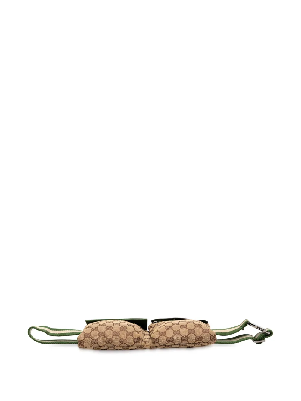Pre-owned Gucci 2000-2015 Gg Canvas Web Double Pocket Belt Bag In Brown