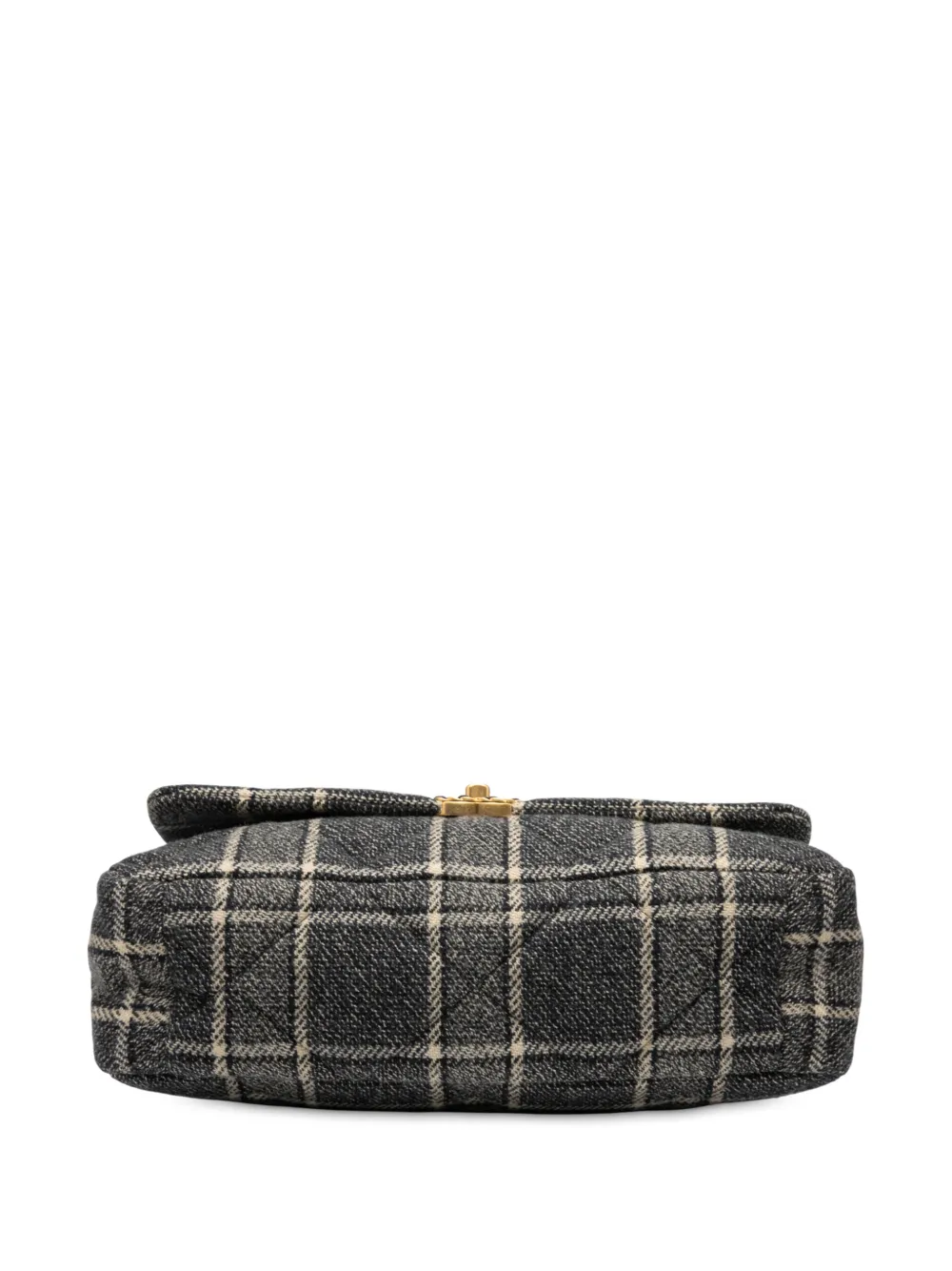 Pre-owned Chanel 2021-2025 Maxi Quilted Wool 19 Flap Satchel In Gray