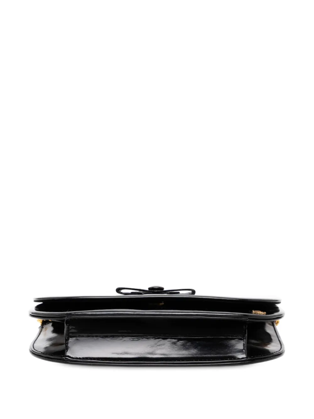 DIOR Pre-owned 20th Century Shiny Calfskin Bow Shoulder Bag In Black