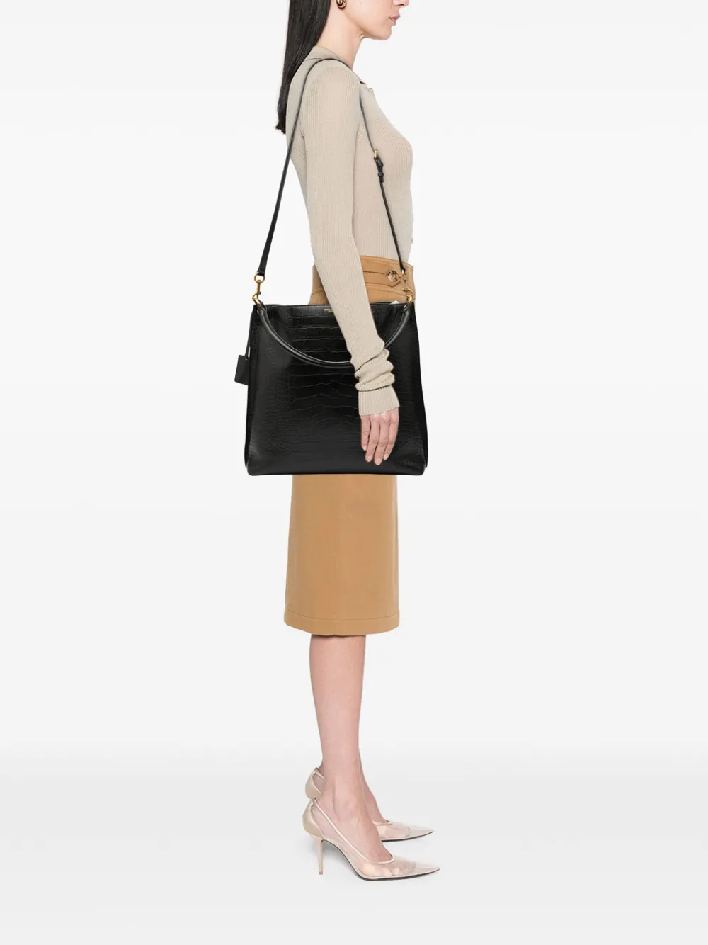 Saint Laurent Pre-Owned bolsa satchel Tag Hobo de piel con efecto d epiel de cocodrilo en relieve 2020 | Estilos de archivo | Image 2