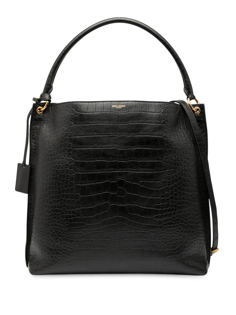 Saint Laurent Pre-Owned bolsa satchel Tag Hobo de piel con efecto d epiel de cocodrilo en relieve 2020 | negro | Image 1