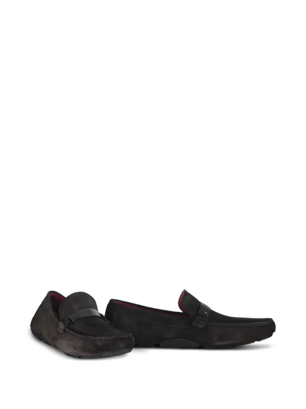 フェラガモ スウェードローファー ブラック Ferragamo スエード ローファー | ブラック | FARFETCH JP