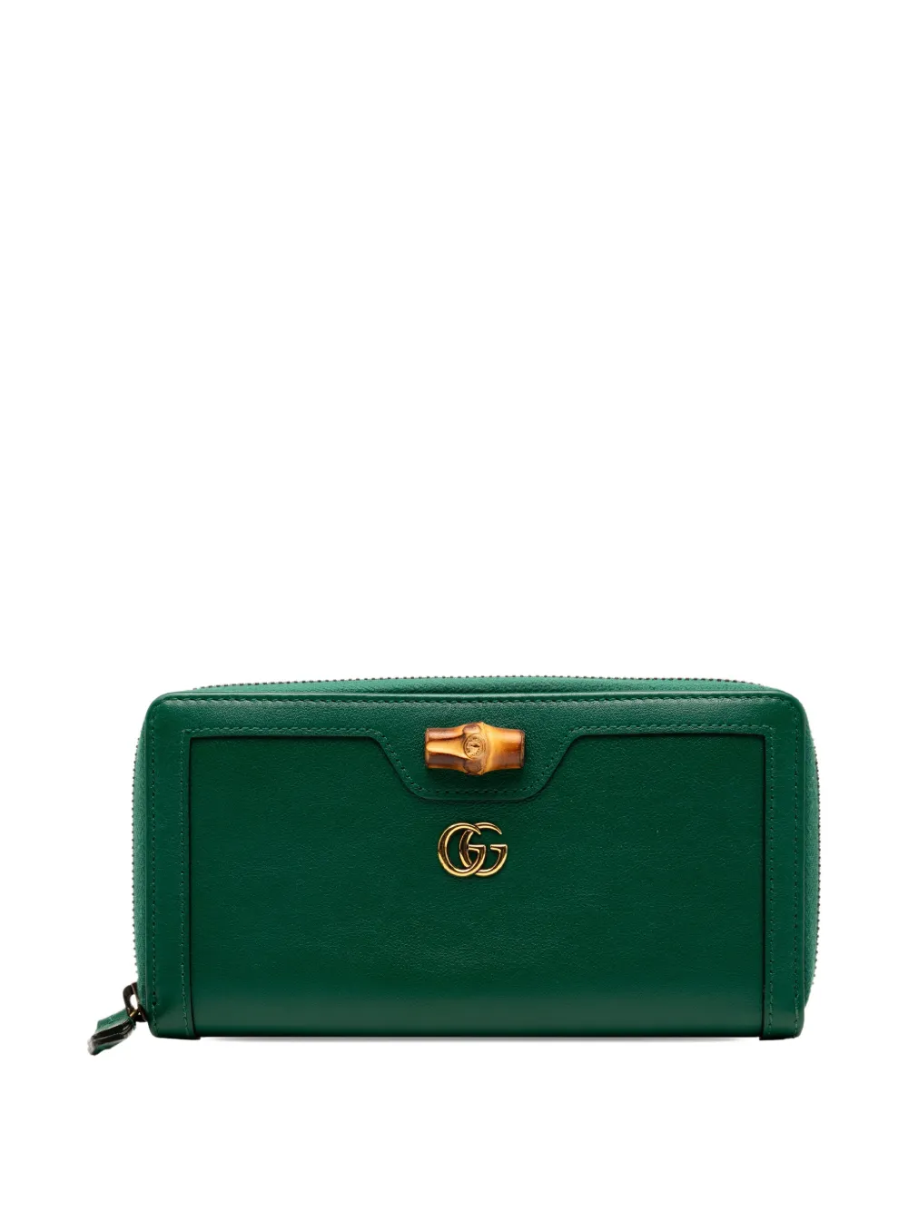 Gucci Pre-Owned 2016-2025 Leather Bamboo Diana Zip Around Wallet long wallets | Green | Image 1