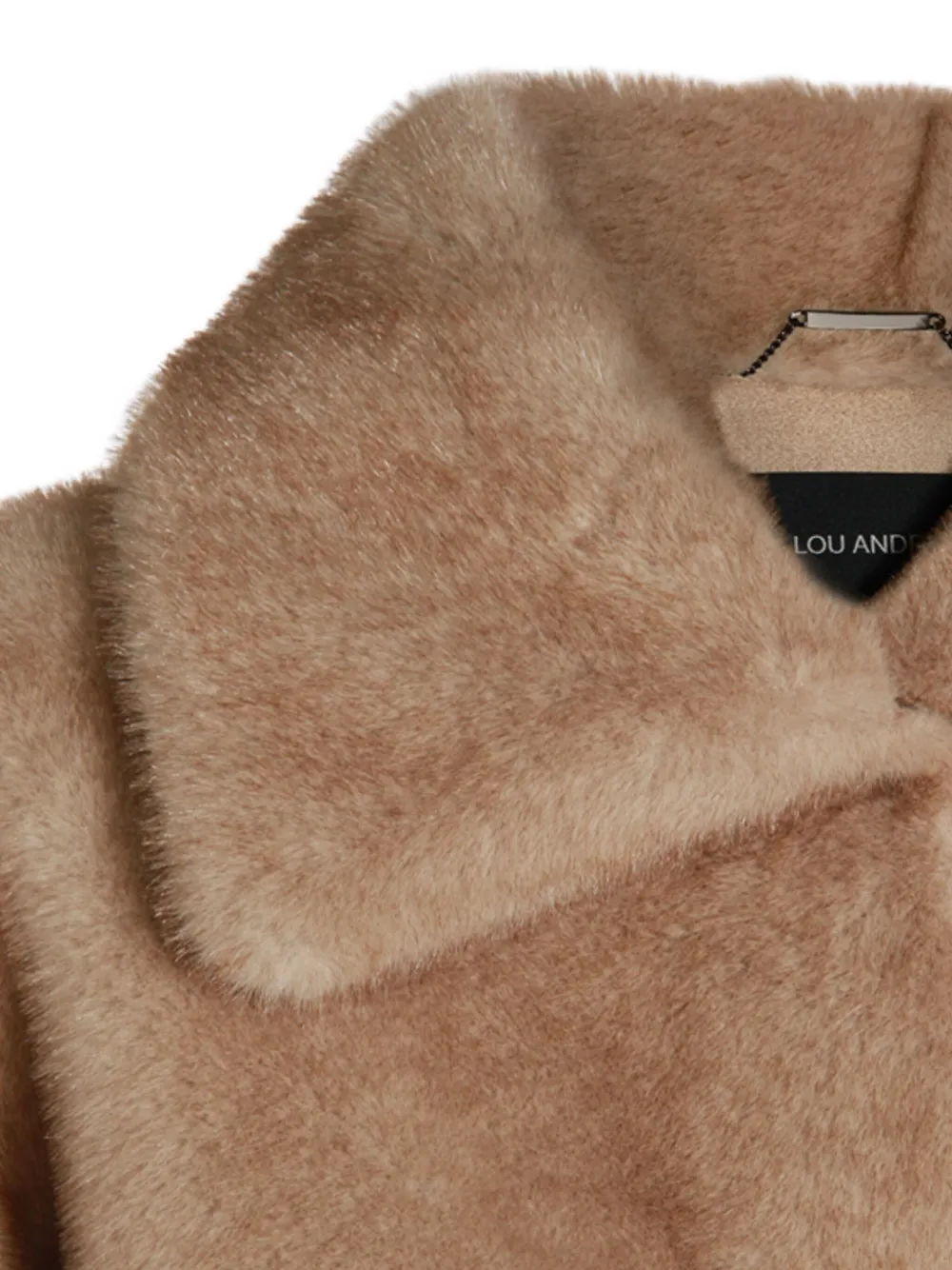 Lou Andrea Collared Faux Fur Coat In Neutral
