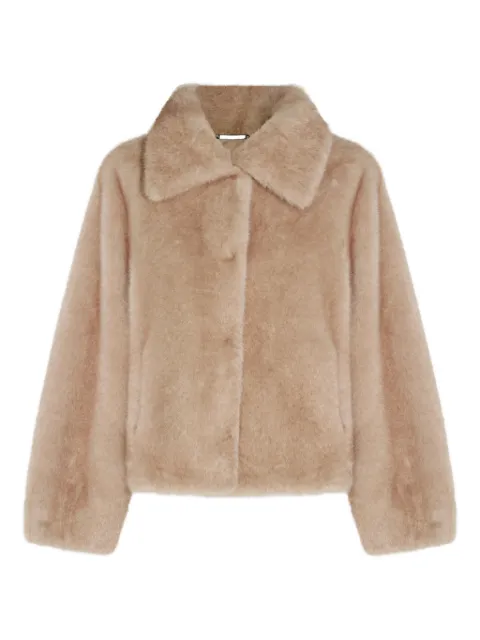 LOU ANDREA collared faux fur coat