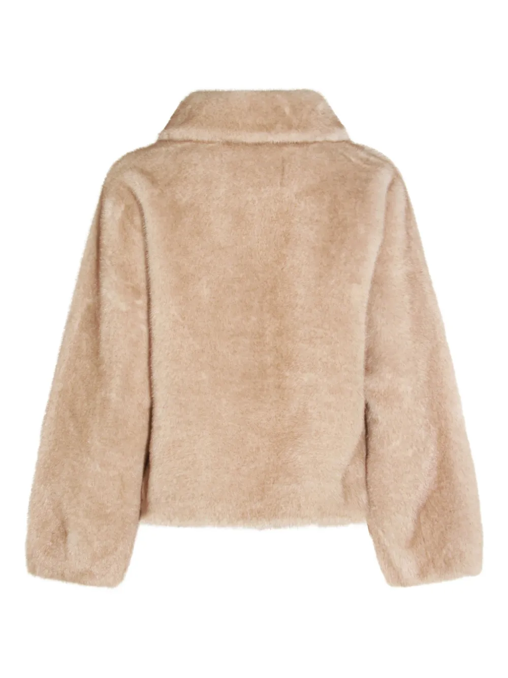 Lou Andrea Collared Faux Fur Coat In Neutral