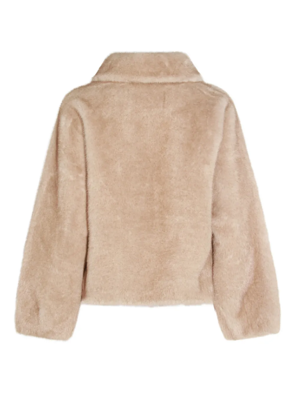 Lou Andrea Collared Faux Fur Coat In Neutral