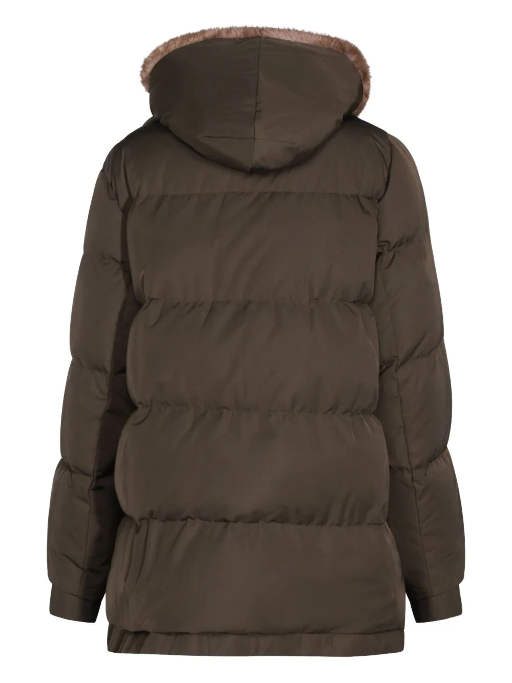 Lou Andrea Hooded Coat In Brown