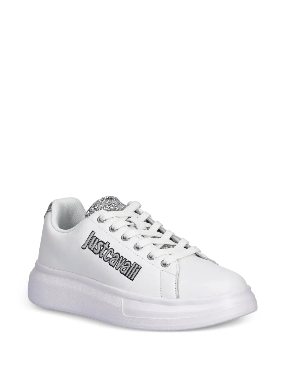 Just Cavalli Sneakers met glitter afwerking Wit