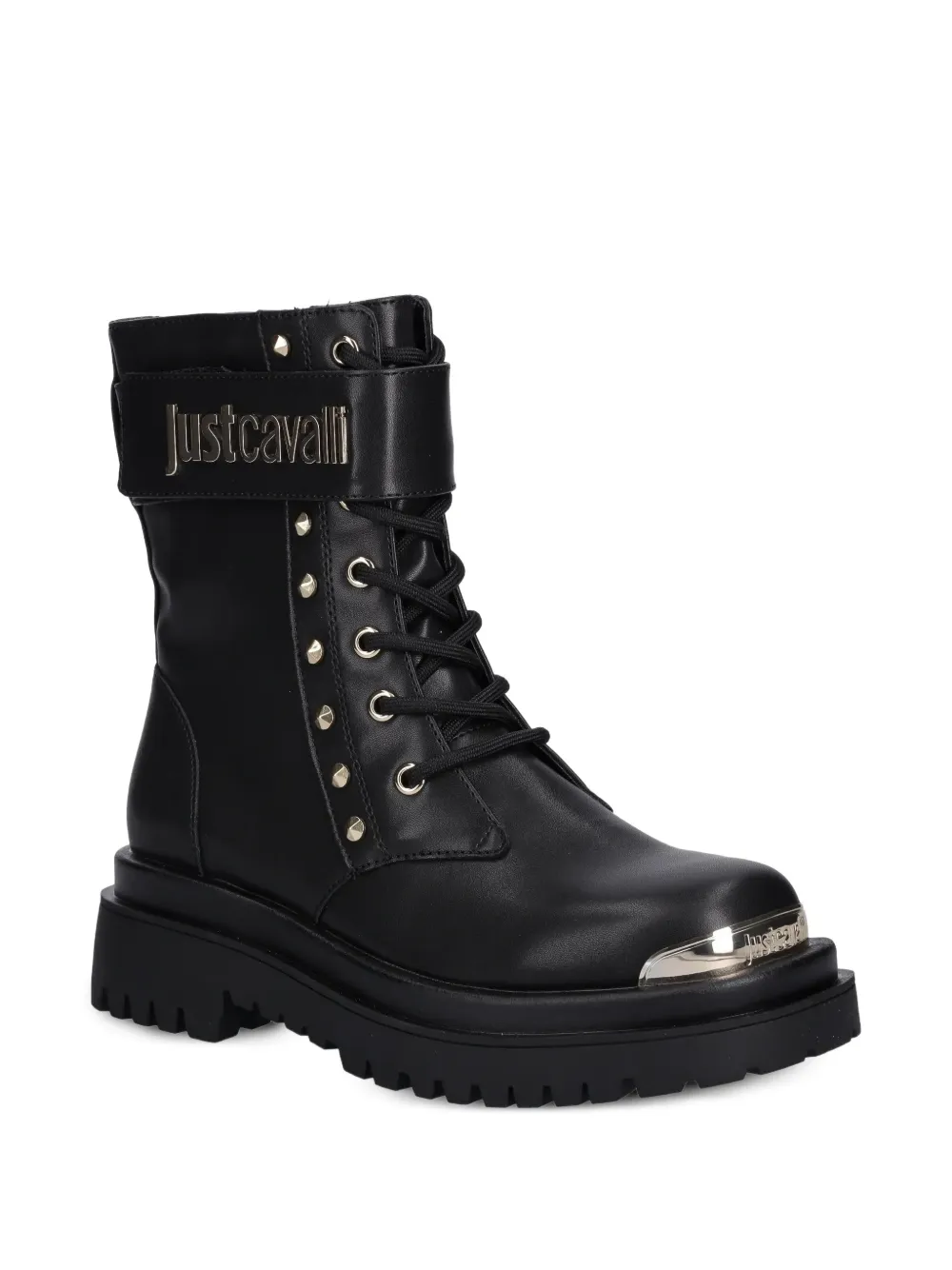 Just Cavalli Combat boots verfraaid met studs Zwart