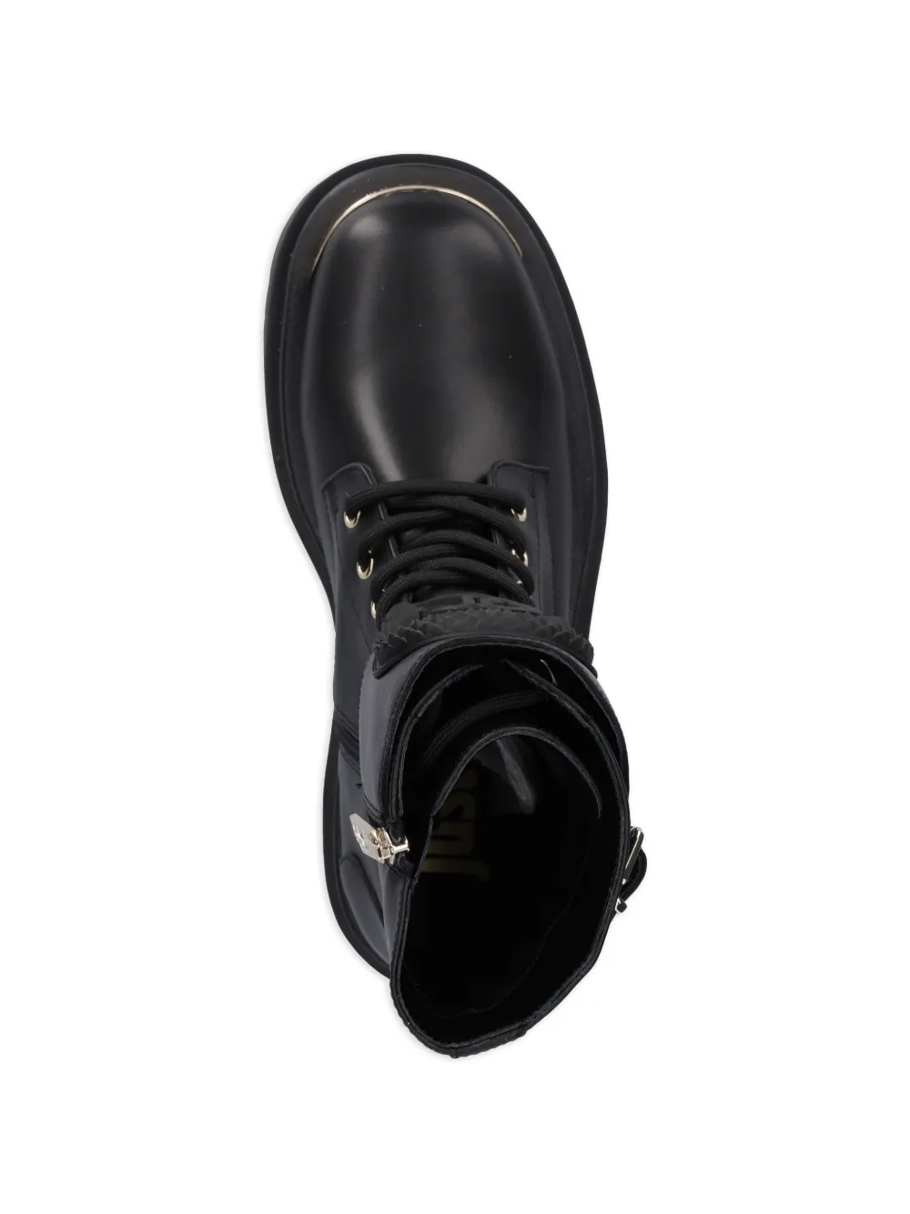 Just Cavalli buckle-detail lace-up combat boots Zwart