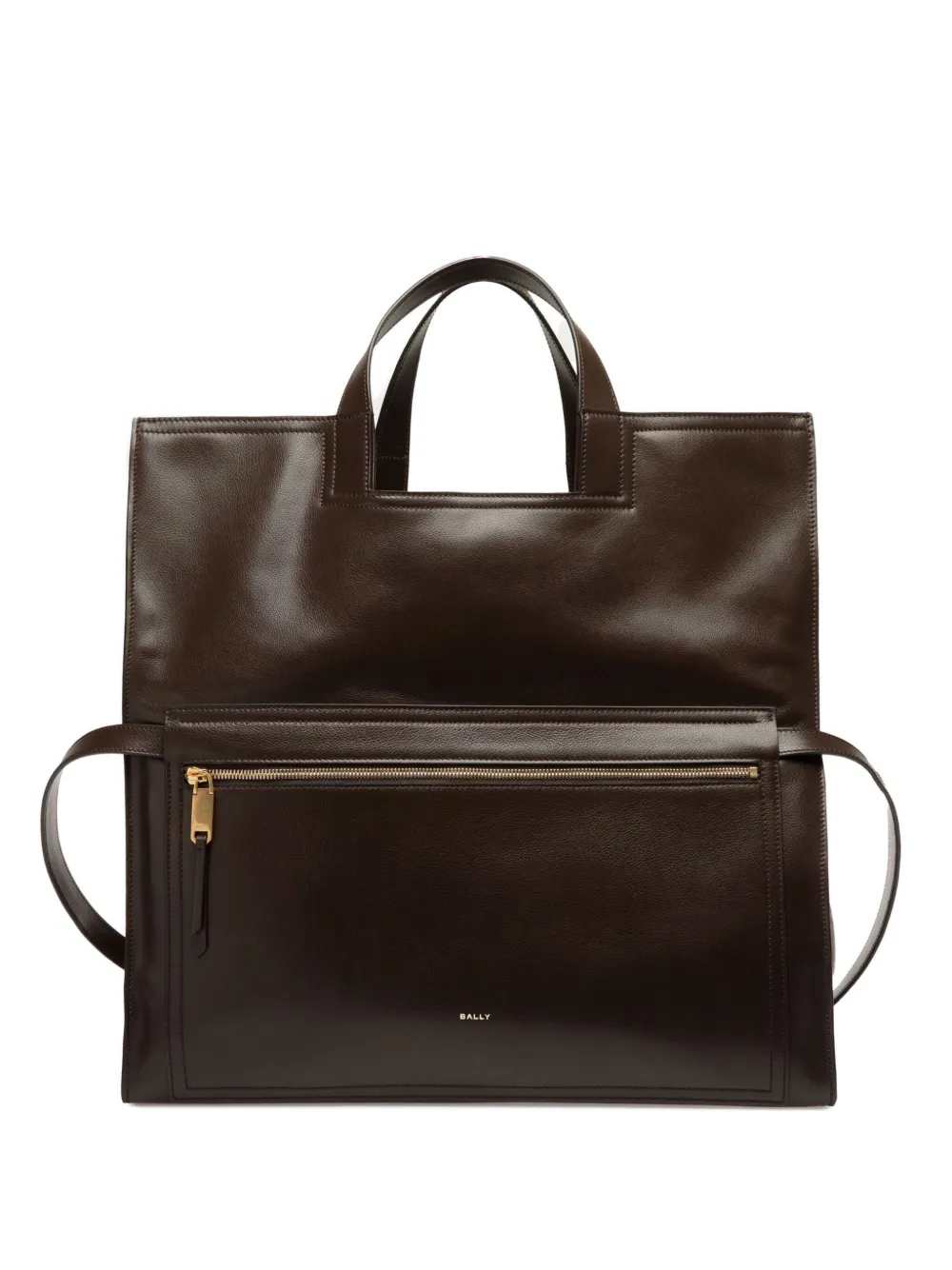 Bally Foldable-detail Leather Tote Bag In Brown