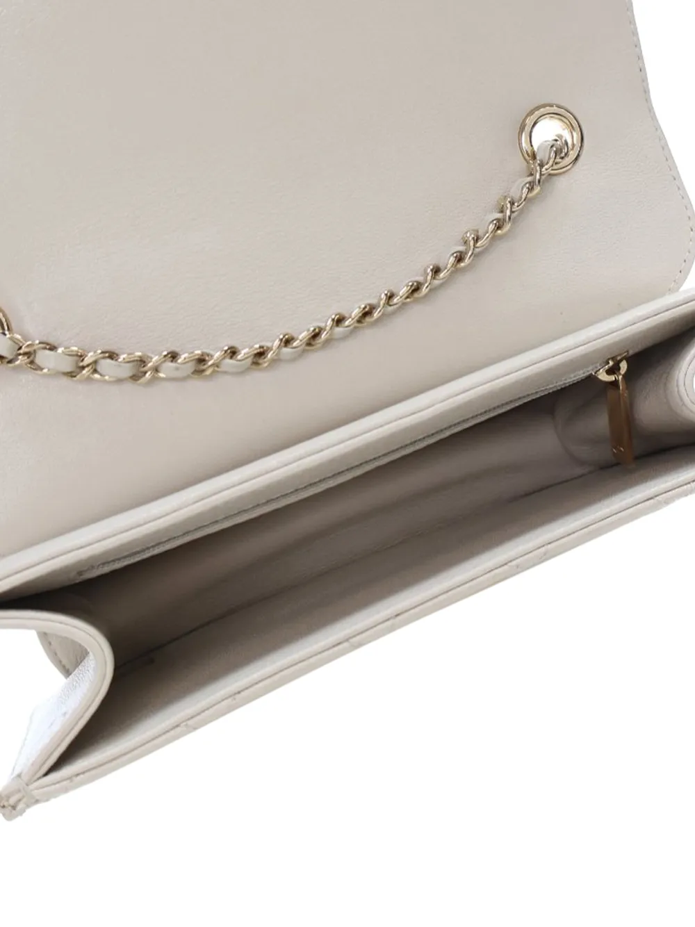 Pre-owned Chanel 2017-2018 Mini Lambskin Beauty Lock Flap Crossbody Bag In White