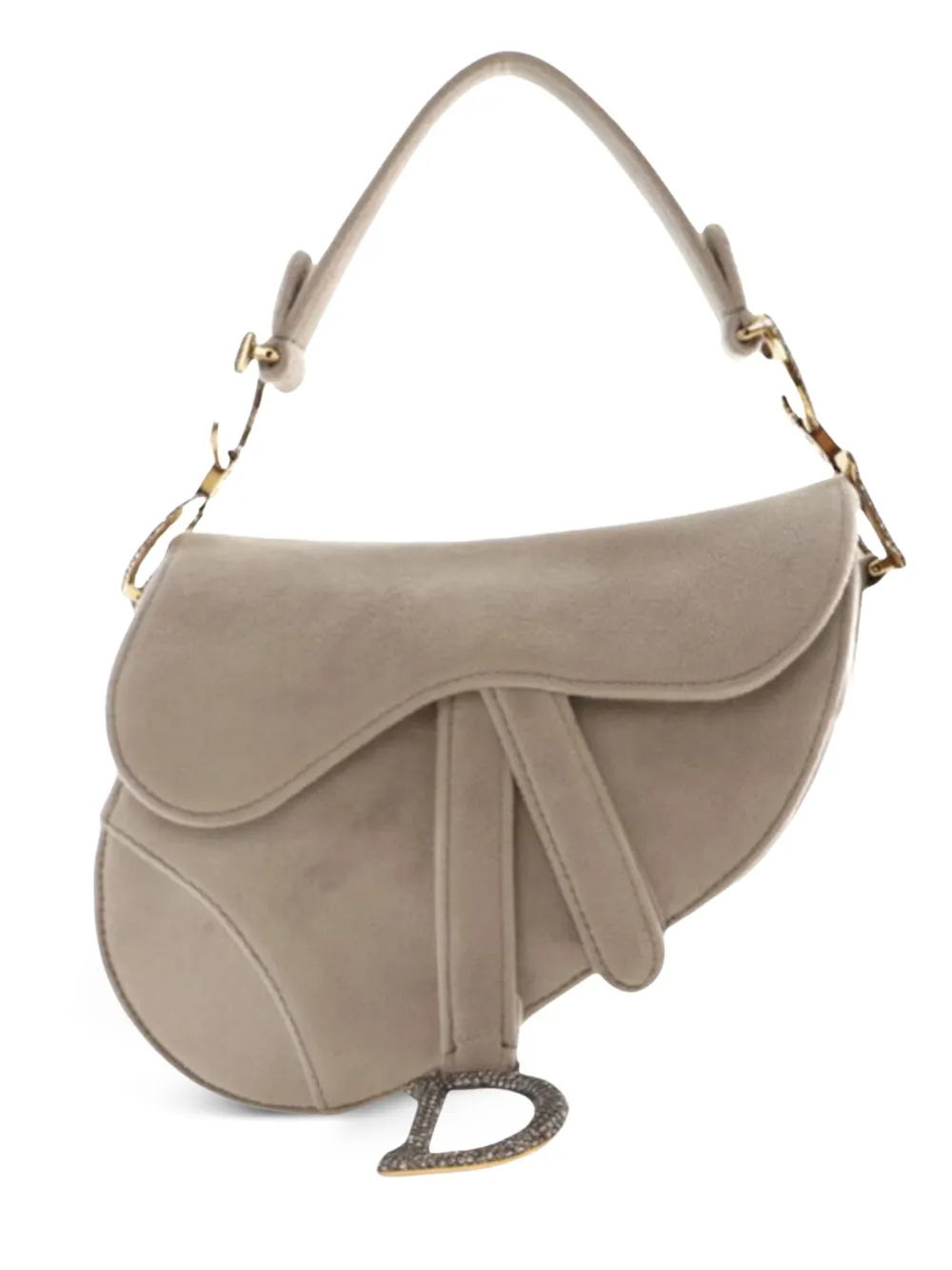 Christian Dior Pre-Owned 2020 ミニ ベルベット クリスタル サドル ハンドバッグ - グレー