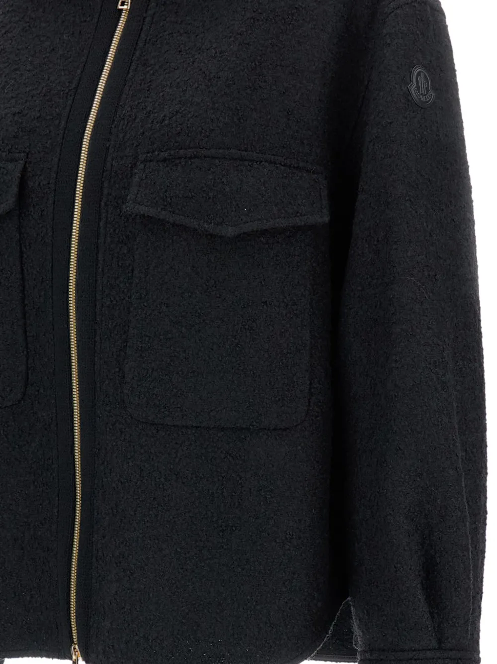 Moncler Zip-up Patch-pockets Shirt In Black