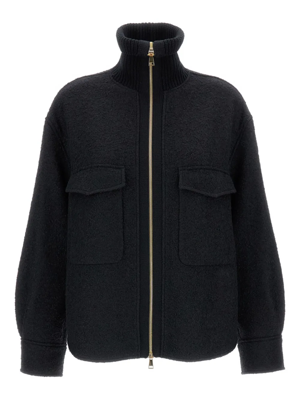 Moncler Zip-up Patch-pockets Shirt In Black