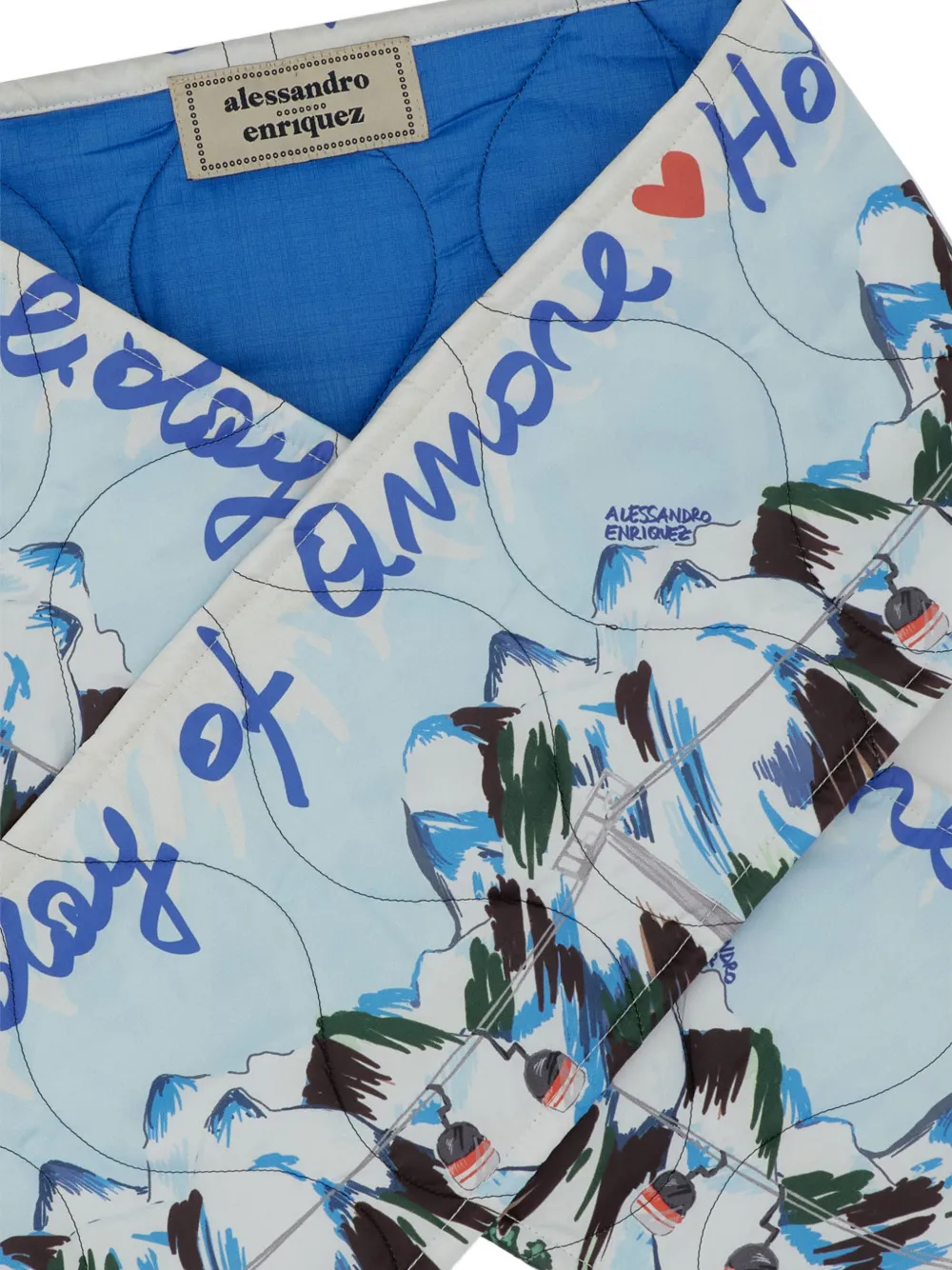 Alessandro enriquez quilted printed scarf - Blauw