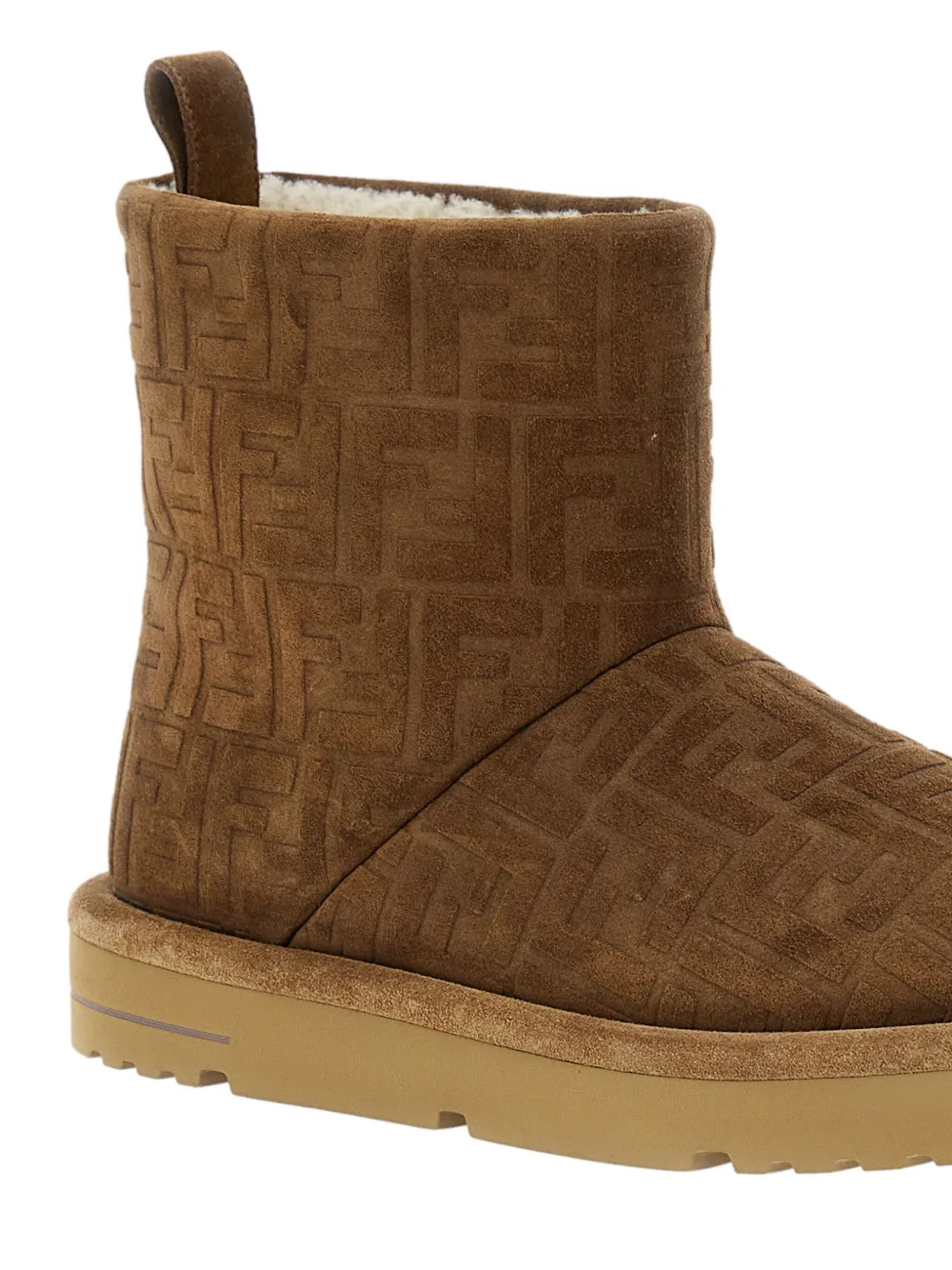 FENDI Enkellaarzen met FF-reliëf Bruin