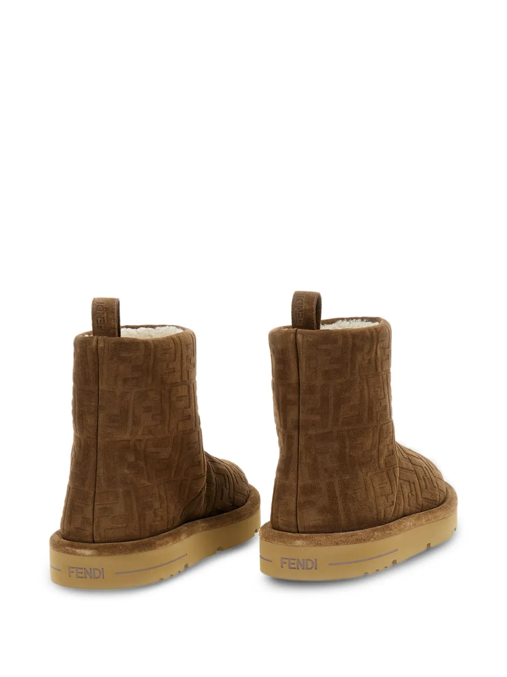  Fendi Embossed-ff Ankle Boots - Brown 