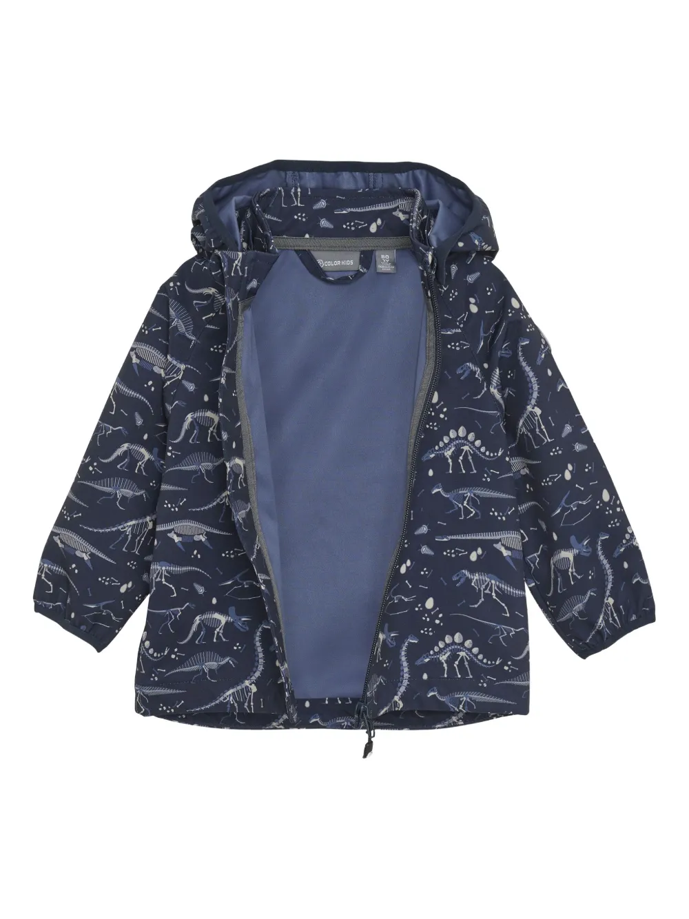 COLOR KIDS Jack met capuchon en dinosaurusprint Blauw