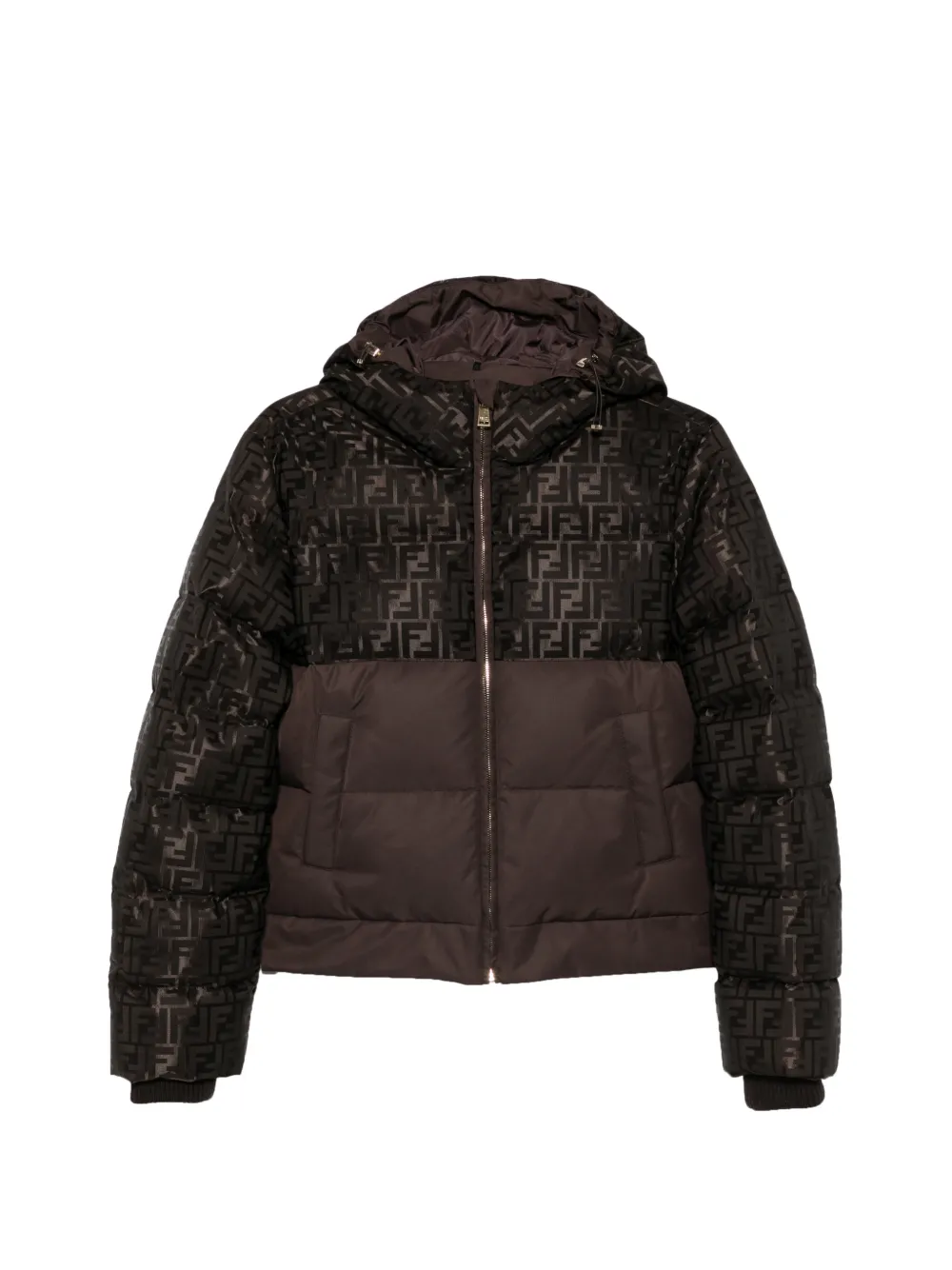 FENDI FF logo hooded puffer jacket