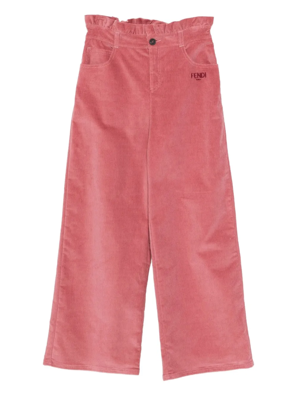 Fendi Kids ruffled corduroy trousers - Rosa