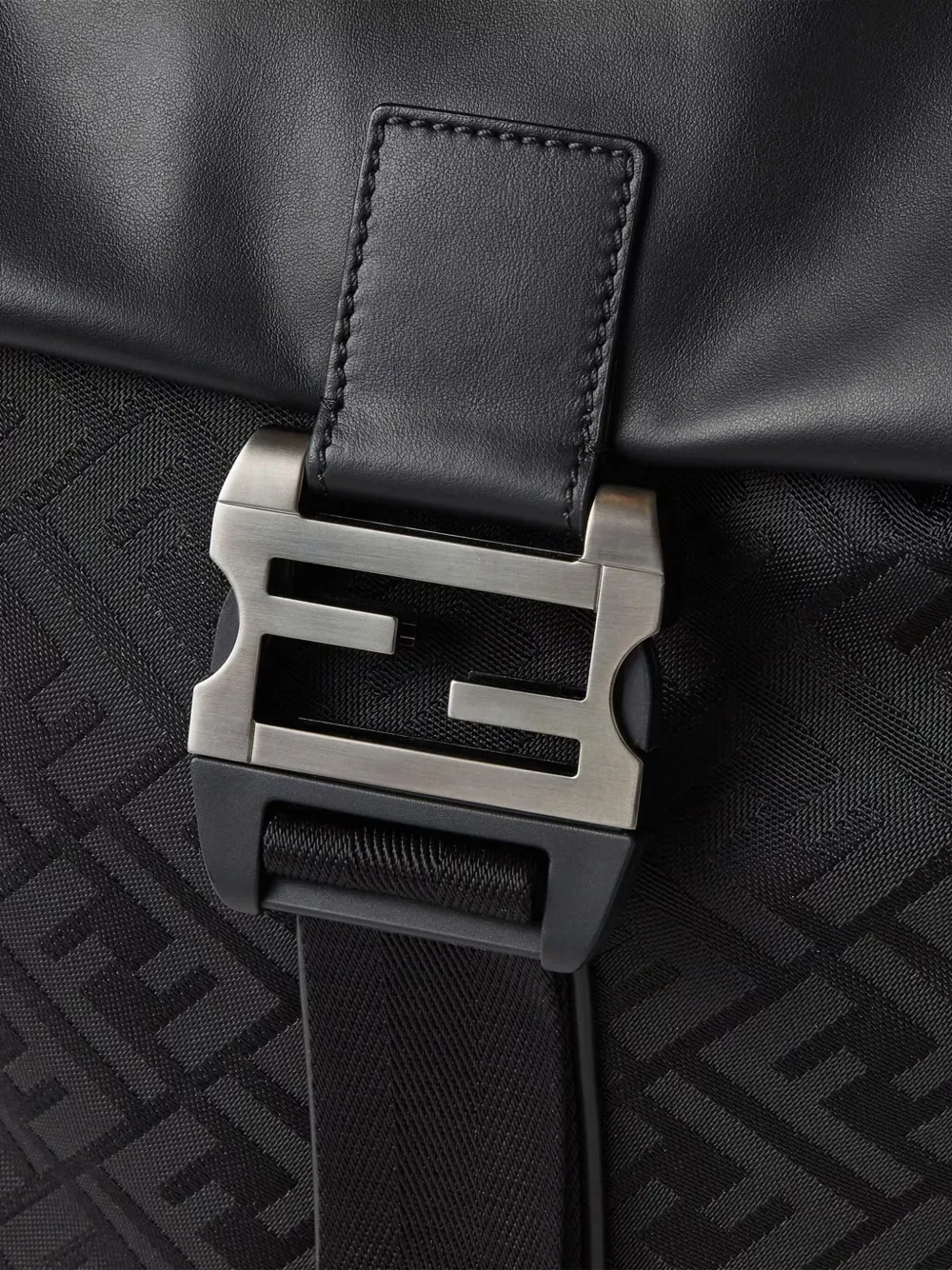 Fendi Flux Buckle Backpack In Black