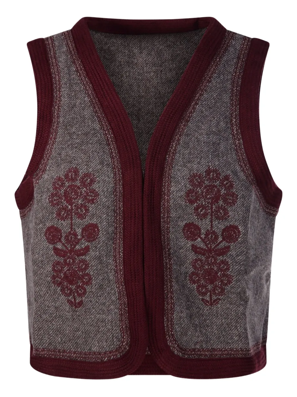 Antik Batik Will Floral-embroidered Trim Jacket In Brown