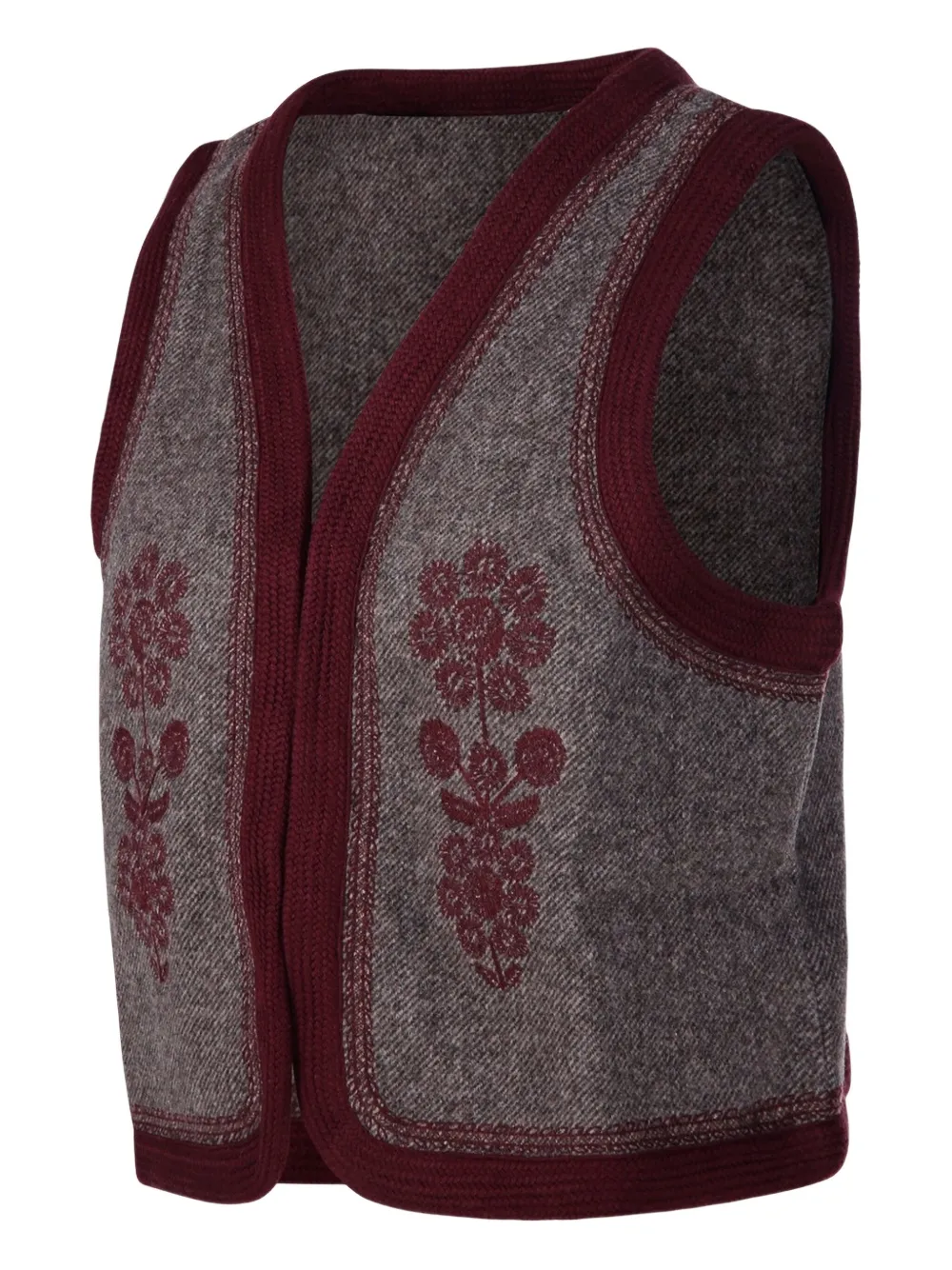 Antik Batik Will Floral-embroidered Trim Jacket In Brown