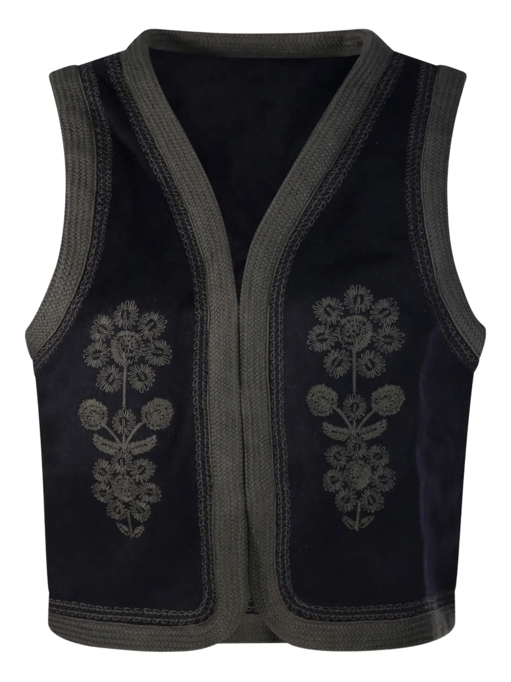 Antik Batik Will jack met geborduurde bloemen Blauw