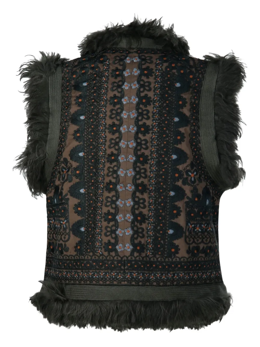 Antik Batik Fur Trim Patterned Jacket In Gray