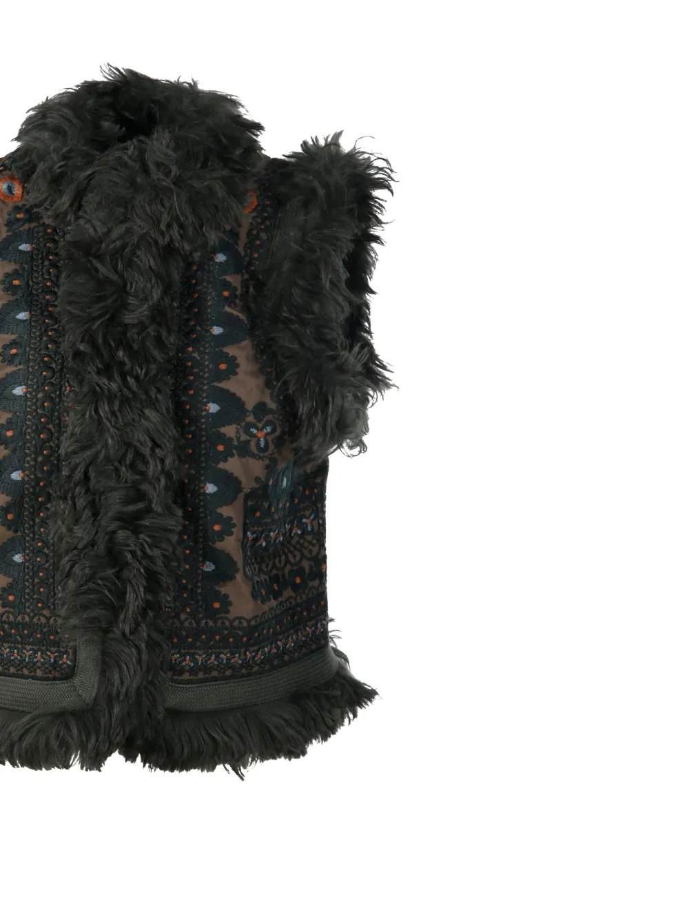 Antik Batik Fur Trim Patterned Jacket In Gray