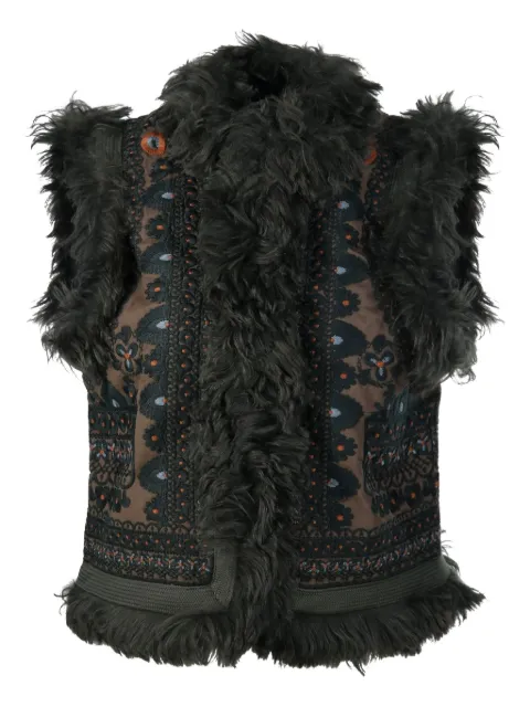 Antik Batik fur trim patterned jacket