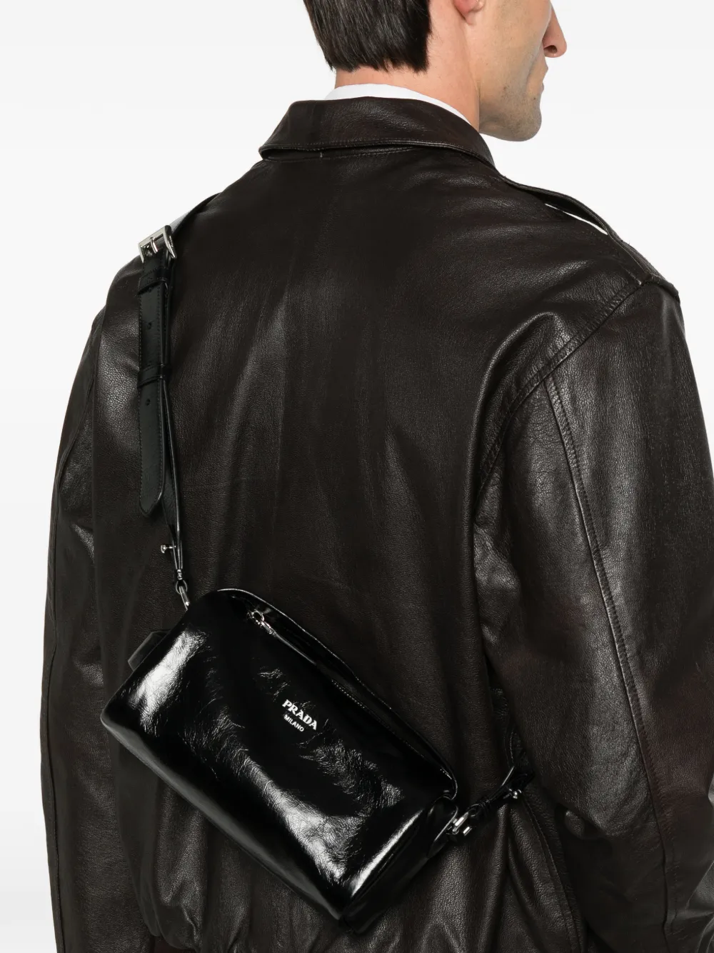 Prada leather messenger bag - Zwart
