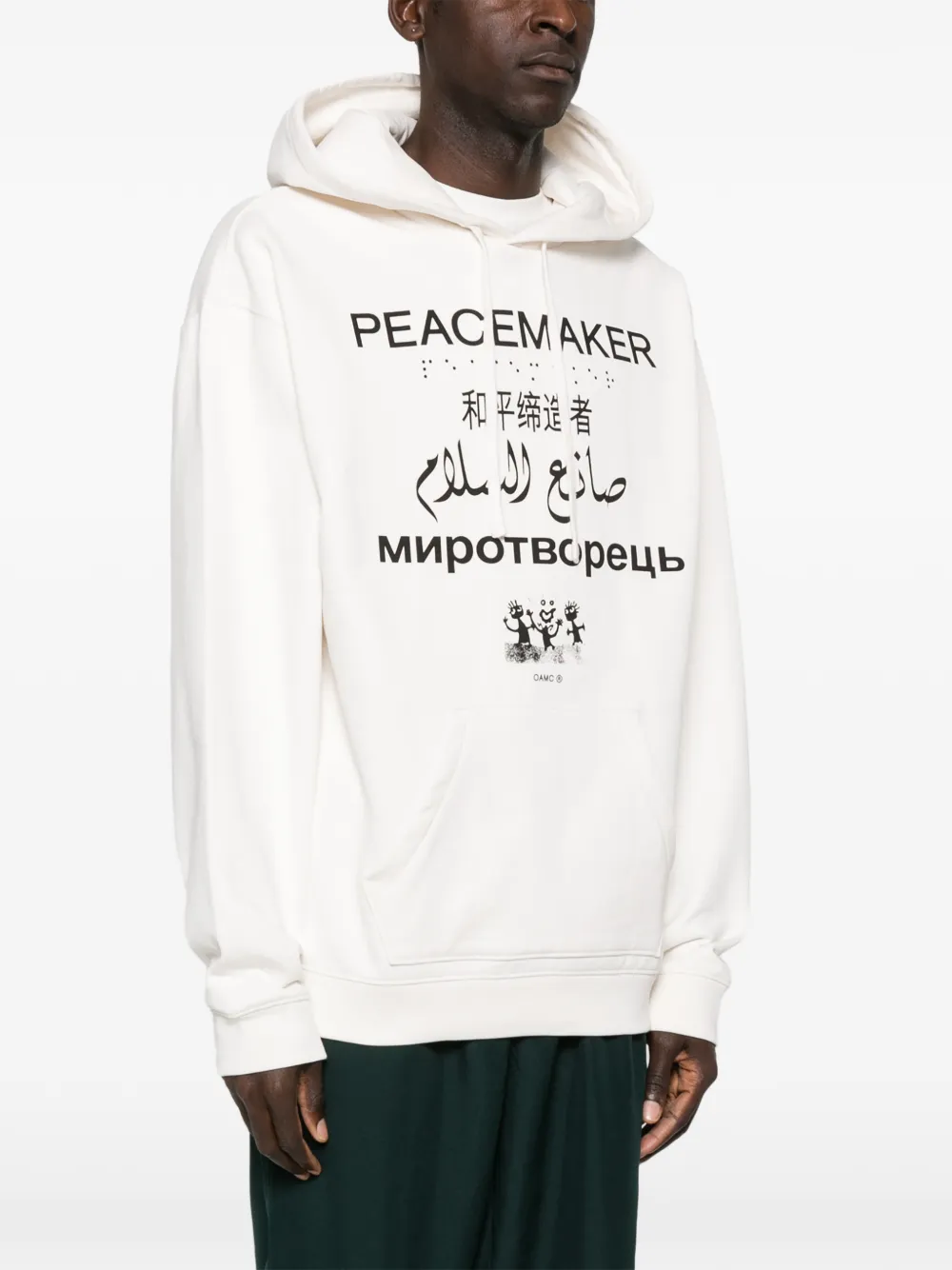  Peacemaker Oamc Graphic-lettering Long-sleeve Hoodie - White 